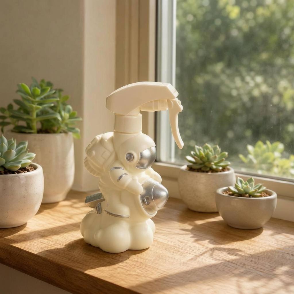 Astronaut Watering White Spray Bottle Silver Details 2in1 Can
