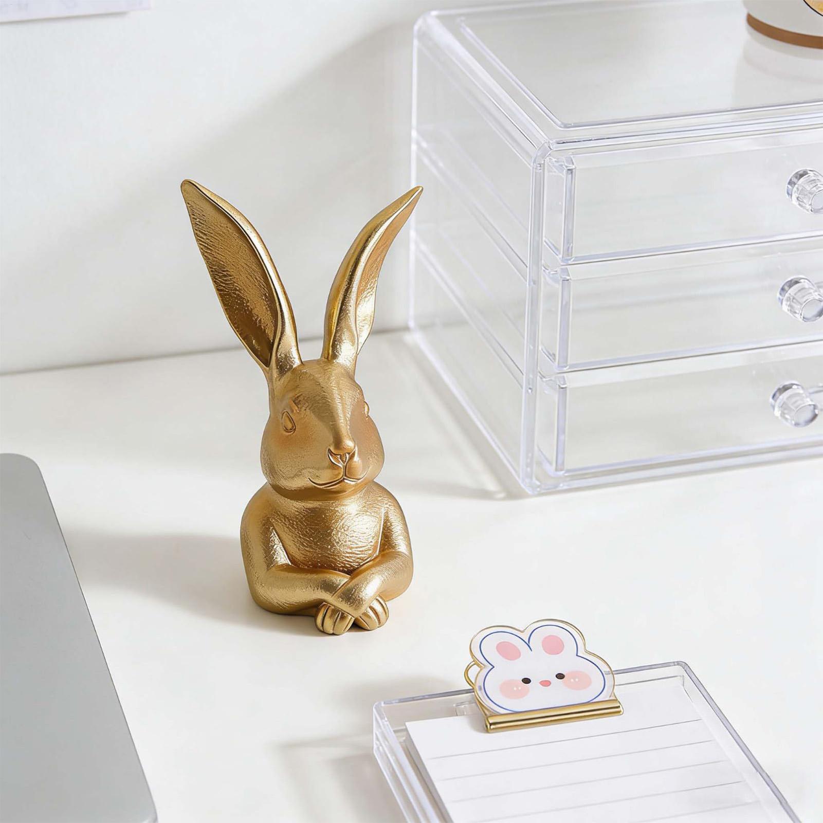 

Easter Bunny Figurines Thinking Rabbit Pose Cute Animal Sculpture Resin Statue Spring Table Decorations for Home Office Display China Mainland
