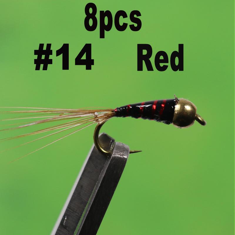8PCS 14 Brass Bead Nymph for Fly Fishing Lure Buzzer Midge Fishing Accessory