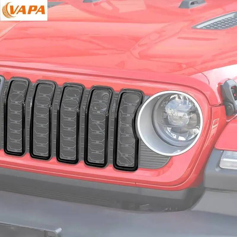 ABS Car Front Grille Ring Cover Bumper Mesh Trim Decoration for Jeep Wrangler JL Gladiator JT 2024 Up Exterior Accessories