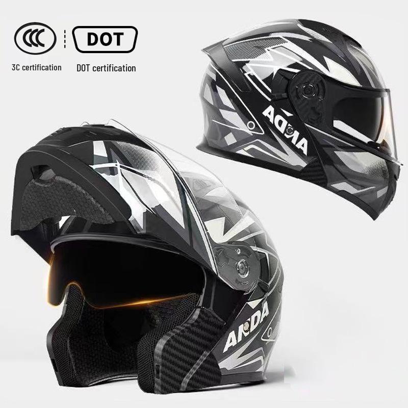 3C Certified Flip-up Motorcycle Helmet for All-Season Use, Unisex, and Universal Fit for Electric Vehicles.