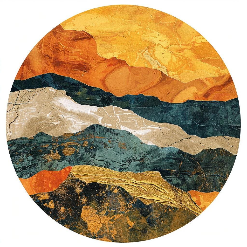 

Nature View Rug Modern Circle Rug Gold Motif Carpet Entrance Round Rug Living Room Door Mat Digital Design Rug Orange Rugs 40x40cm