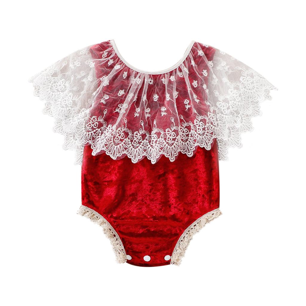 Baby Photo Clothes Lacy Jumpsuit Newborn Photoshooting Props OnePiece Lace Romper Bodysuit Skin-Friendly Photo Outfit