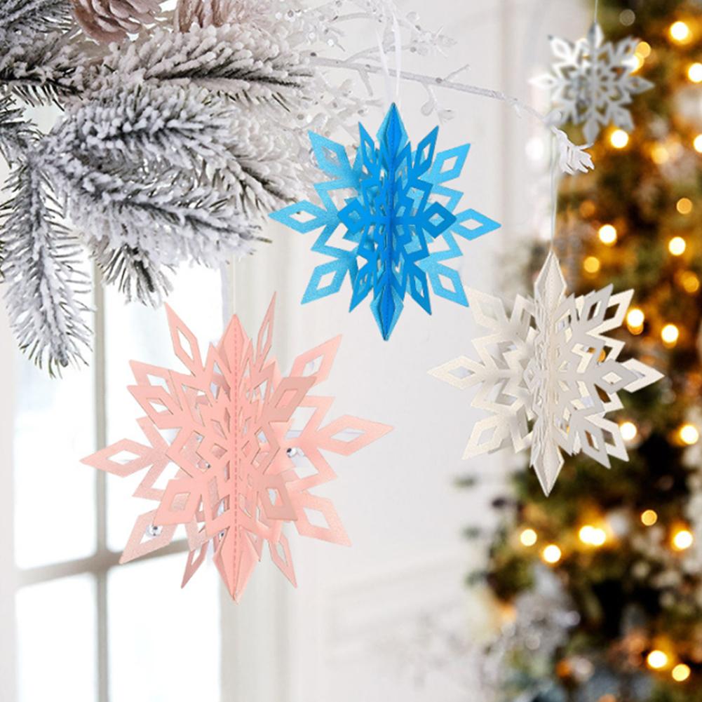 Pearl Paper Snowflake Ornaments for Christmas and New Year Decoration Pack of 6