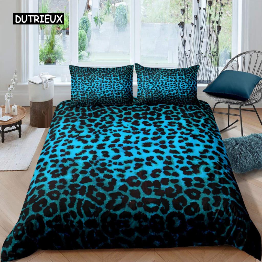 

Leopard Print Duvet Cover Microfiber Red Rose Blossom Floral Bedding Set Brown Cheetah Safari Wildlife Animal King Bedding Set AU Single(140x210cm)