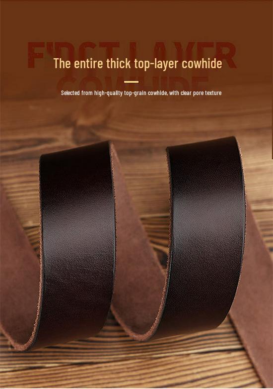 Men's Genuine Cowhide Leather Belt, Pin Buckle, Versatile and Retro Style for Casual Jeans