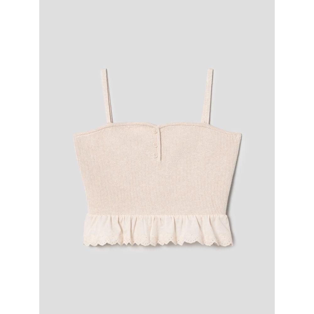 8Seconds Woven Patch Knit Top Beige Beige/L