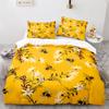 Bee Duvet Cover Set Watercolour Painting Cartoon Cute Wildlife Comforter Cover King Queen for Kids Girl Polyester Bedding Set