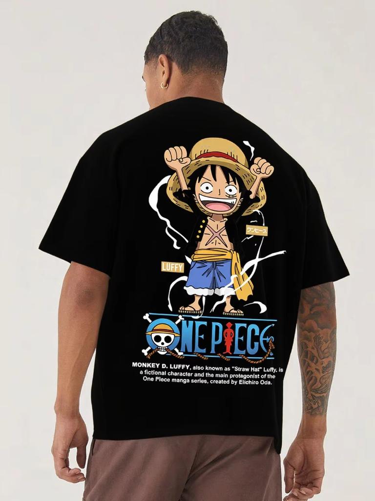 Oversized Anime Men Women T Shirt One Piece Luffy Streetwear Gym Workout Short Sleeves Graphic Tee Loose Casual Tops Summer Y2k