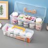 Transparent Storage Box with Dustproof Lid Yellow Handle Stackable Plastic Organizer Cosmetics Office Spices Art Supplies Tools