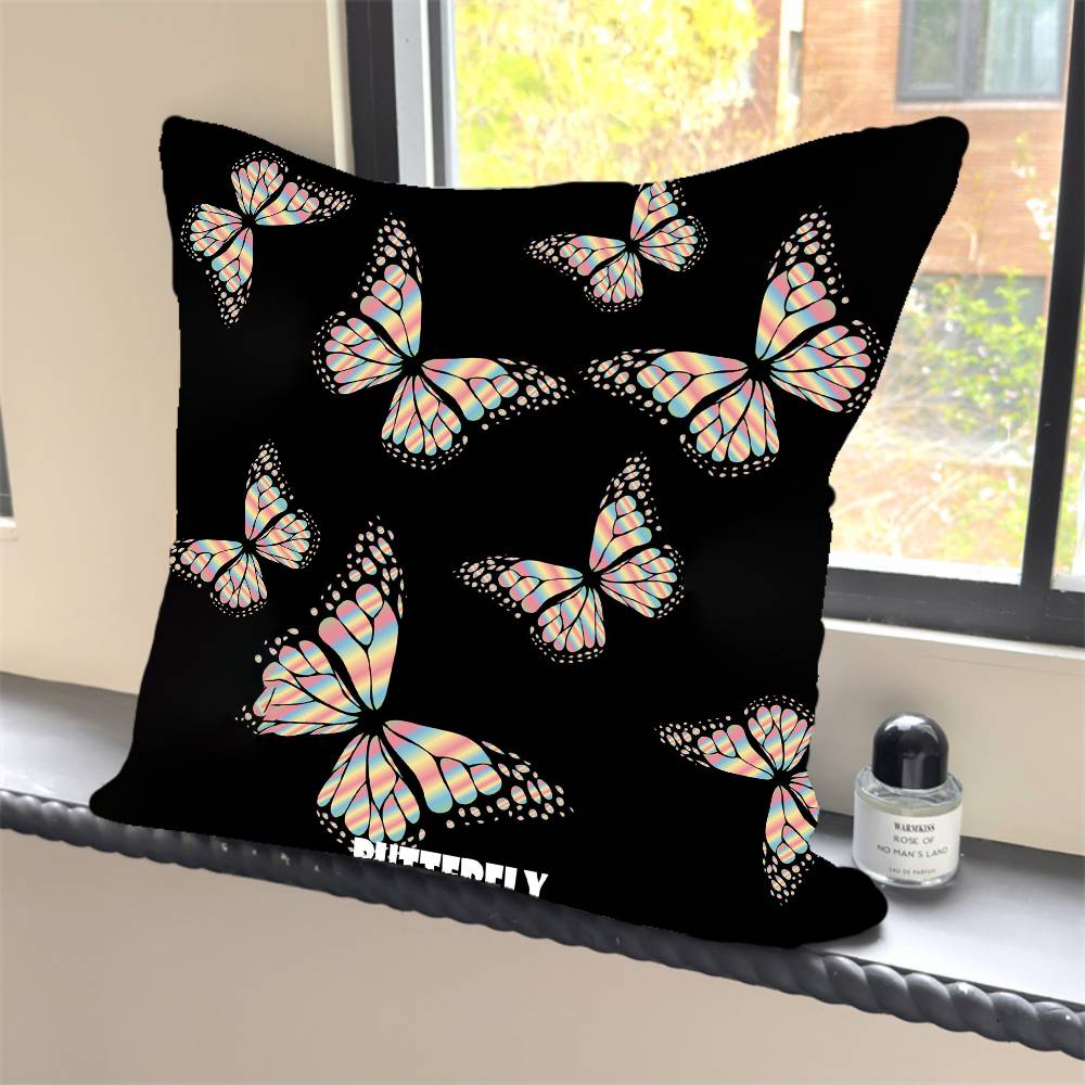 1PC Luxury Pink cute butterfly Pillow Case Square  Bedroom Sofa Leisure Comfort Cushion Car Home Decoration Pillowcase 40x40