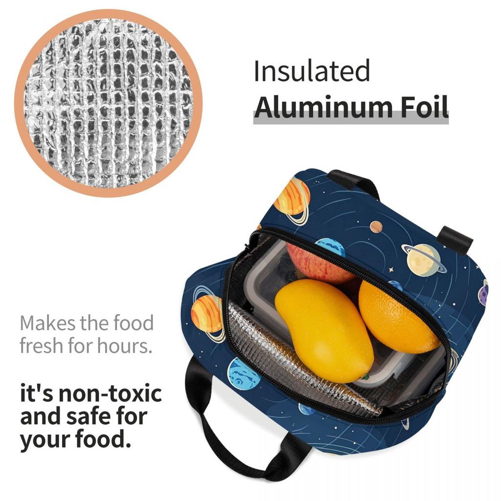 Solar System Space Planets Universe Insulated Lunch Bag for Women Children Portable Food Boxes Thermal Lunch Box Tote