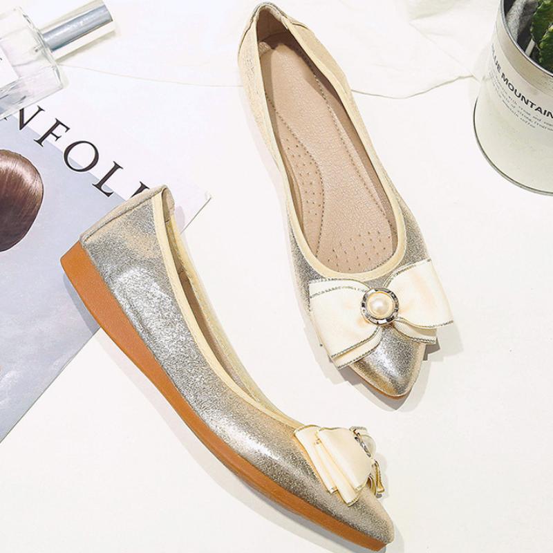 Women Foldable Ballet Flats Portable Travel Fold up Shoes Woman Round Toe Bowknot Slip On Casual Shoes for Spring Autumn WSH2476