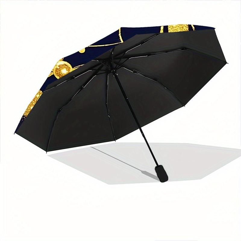 1pc Golden Moon Princess Auto-Folding Umbrella: Portable 3-Fold Design with Iron Frame, Perfect for Outdoor, Festive Gifts, Travel, Daily Use, an