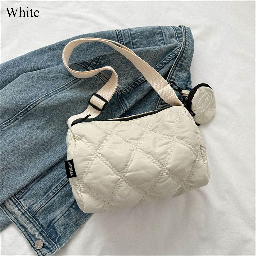 Women Fashion Quilted Shoulder Bags Down Cotton Padded Handbags Puffy Messenger Bag Casual Solid Color Commute Bags Shopping Bag