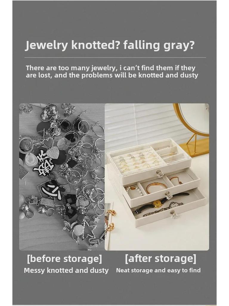 Elegante joyero multicapa con gran capacidad para pendientes, collares y anillos