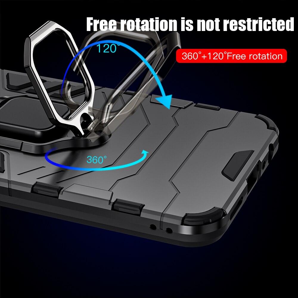 KEYSION Shockproof Armor Case for Realme C33 C35 C30 V20 Soft Silicone+PC Metal Ring Stand Phone Back Cover for OPPO A96 A76 4G