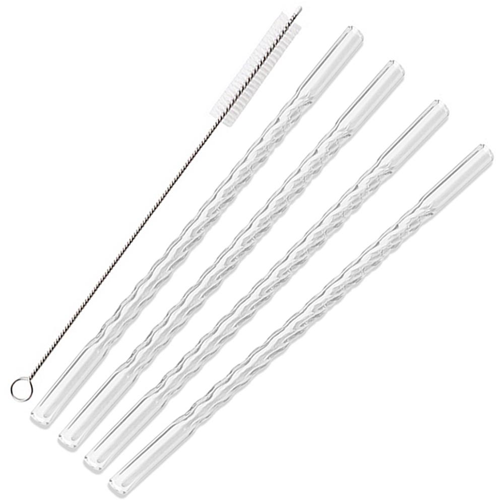 

4Pcs Glass Straw Reusable Drinking Straw Borosilicate Glass Tube Straws for Drinks Cocktail with Cleaning Brush Bar Accessories прозрачный