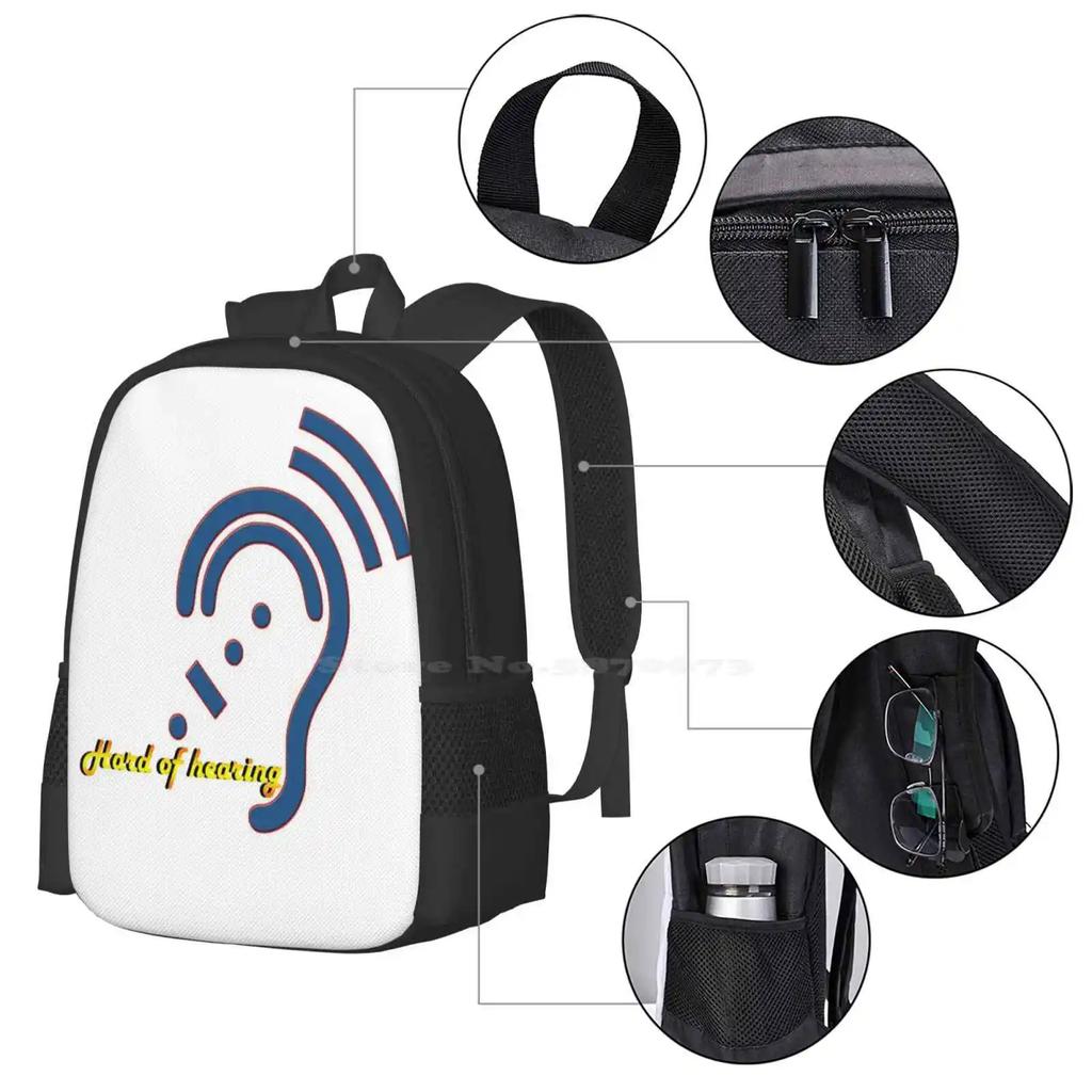 Hard Of Hearing-Hearing Impaired Hot Sale Schoolbag Backpack Fashion Bags Hard Of Hearing Asl American Sign Language Deaf
