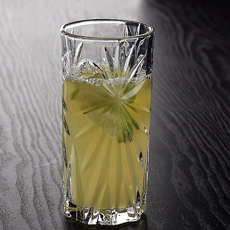 320ml 2pcs Set Transparent Drinkware Party Luxury Beer Cup Foreign Wine Glass Crystal Carved Cocktail Glass Juice Tea Milk Mugs