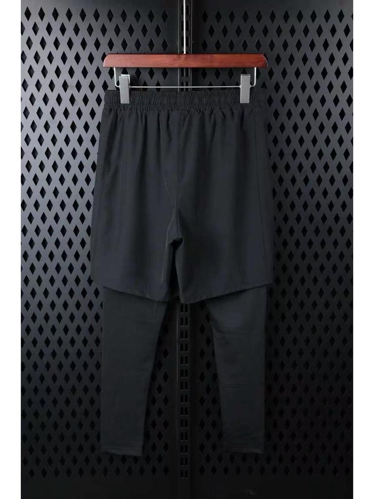 Men's Quick-Dry Stretch Basketball Training Pants - Fake Two-Piece, Lightweight, for Running & Fitness (Spring, Summer, Autumn)