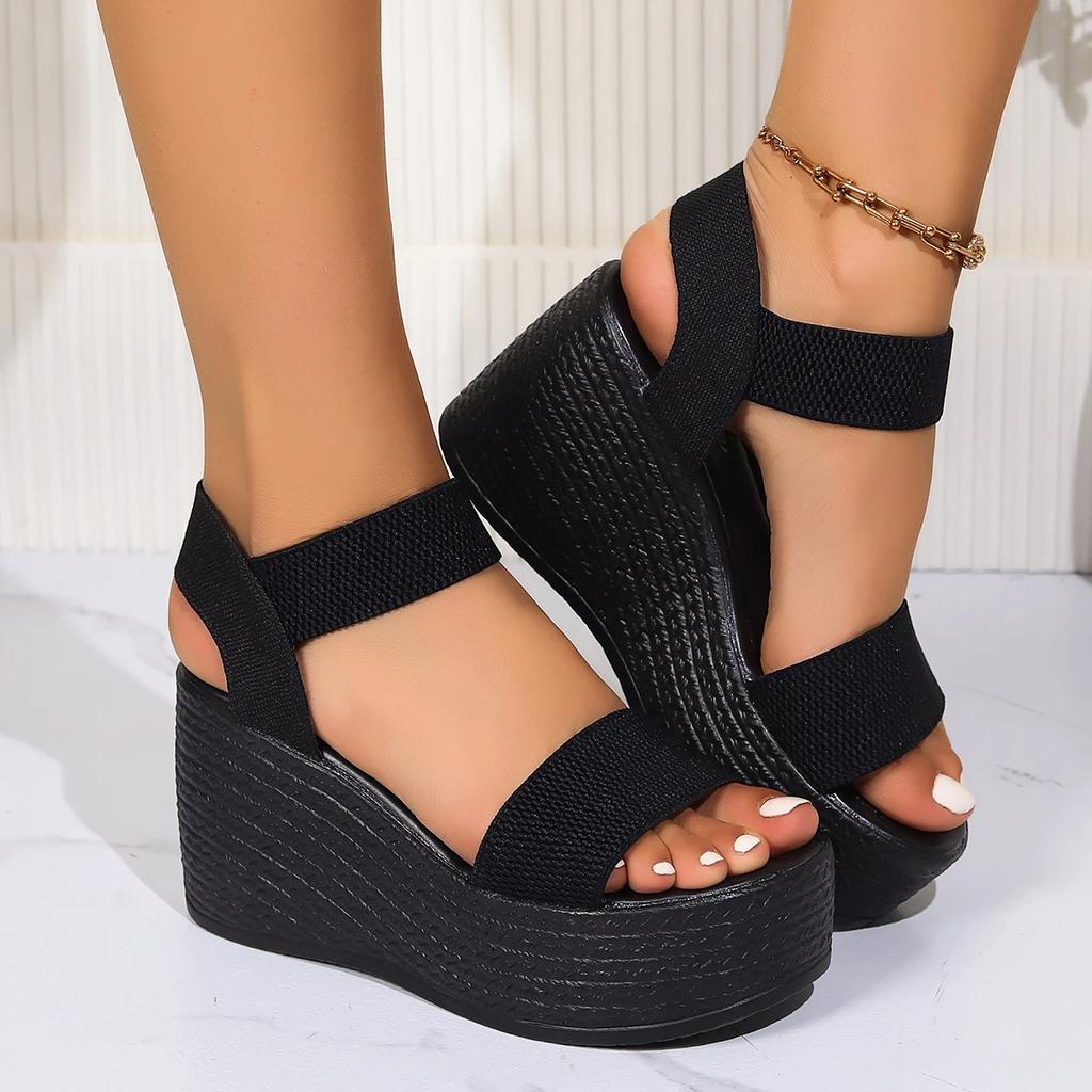 Colors Casual Sandals Women 2024 Plus Size Female Shoes Rome Women's Sandals Mixed Elastic Band High Wedges Platform Shoes Women