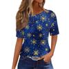 Women's Fashionable Casual Short Sleeve Christmas Print Round Neck Pullover Top