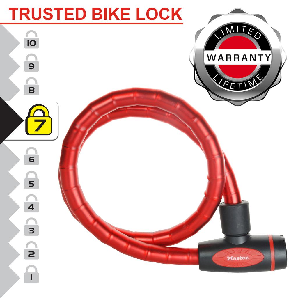Master Lock Bike Lock Cable, 4 Keys, 100 cm x 18 mm