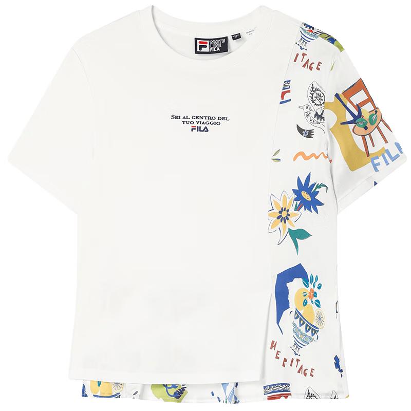 FILA Women s Short Sleeve Spliced Two-Piece Look T-Shirt XL