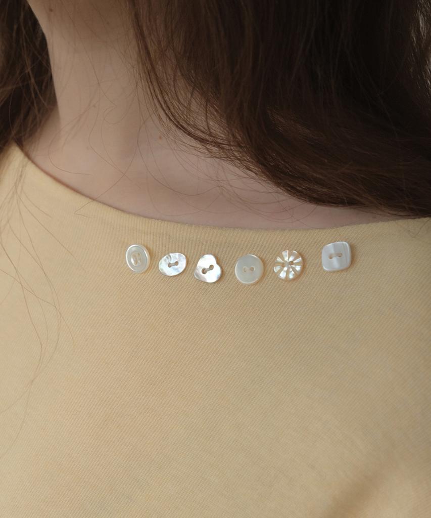 Aueonoseuteljia Button Boat Neck Wave T-Shirt_Light Yellow(O25-Tp20)