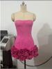 European and American Summer Women's Clothing Red High-end Sexy Tube Top Dress Slim-fitting Flower Skirt Dress Skirt Tight Skirt