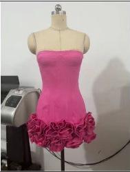 European and American Summer Women's Clothing Red High-end Sexy Tube Top Dress Slim-fitting Flower Skirt Dress Skirt Tight Skirt
