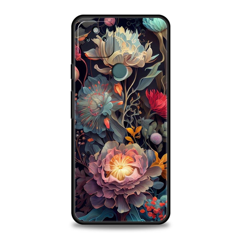 Abstract Plants Flower Phone Case Cover for Google Pixel 10 9 8 7 6 9A 8A 7A 6A Pro Shockproof Soft TPU 9 Pro XL Shell Capas Bag