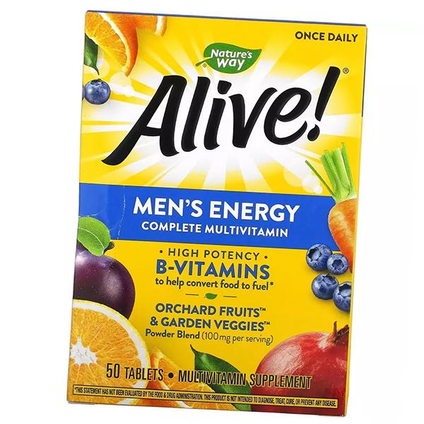 Vitamins for Men, Alive! Men's Energy Complete Multivitamin, Nature's Way  50 Tablets (36344116)