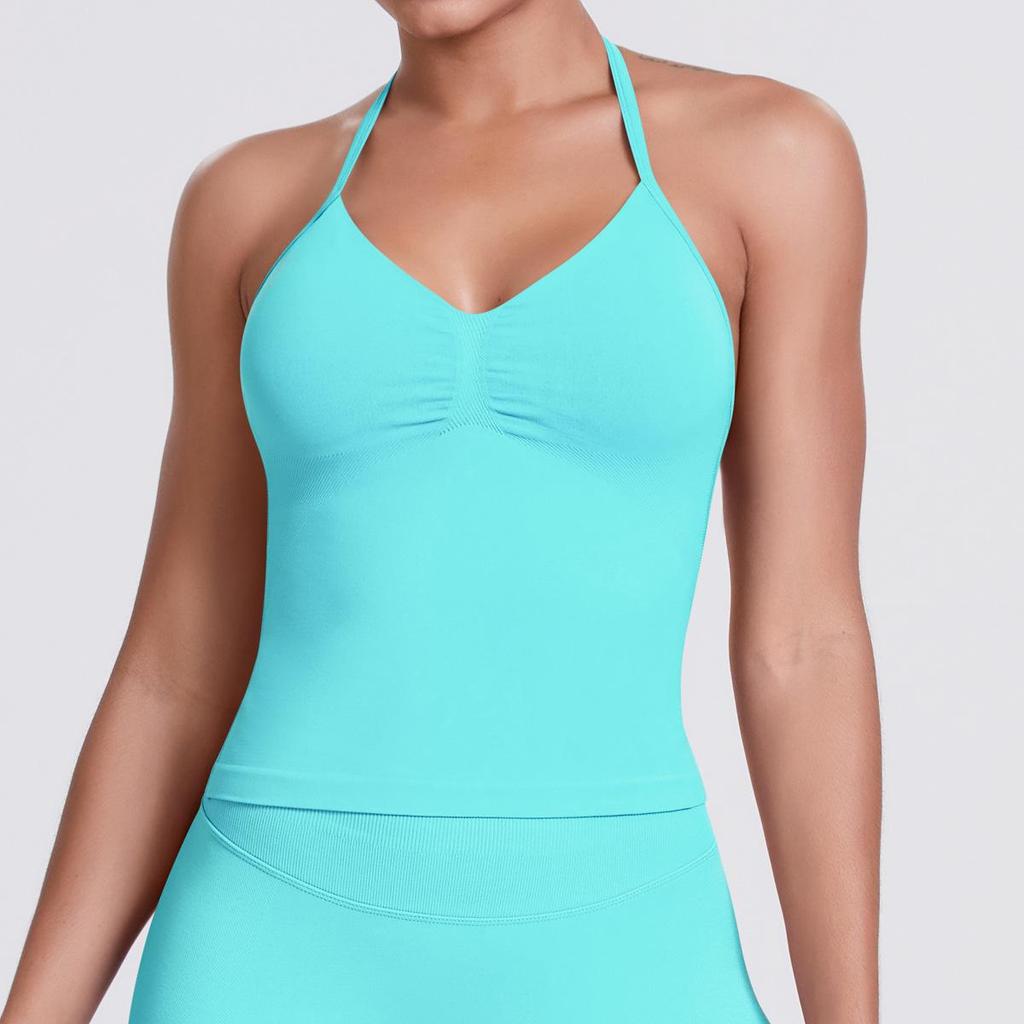 Seamless Solid Color Sexy Back Tank Top for Women - Yoga, Running, Fitness