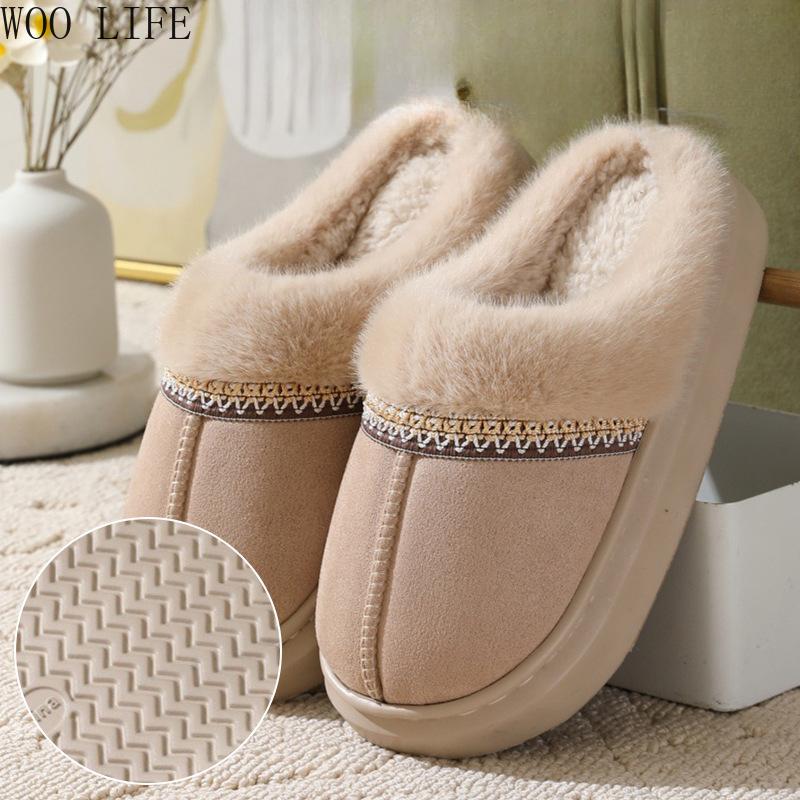 Women Fluffy Platform Slippers Winter Warm Indoor Outdoor House Shoes Non Slip Cozy Booties