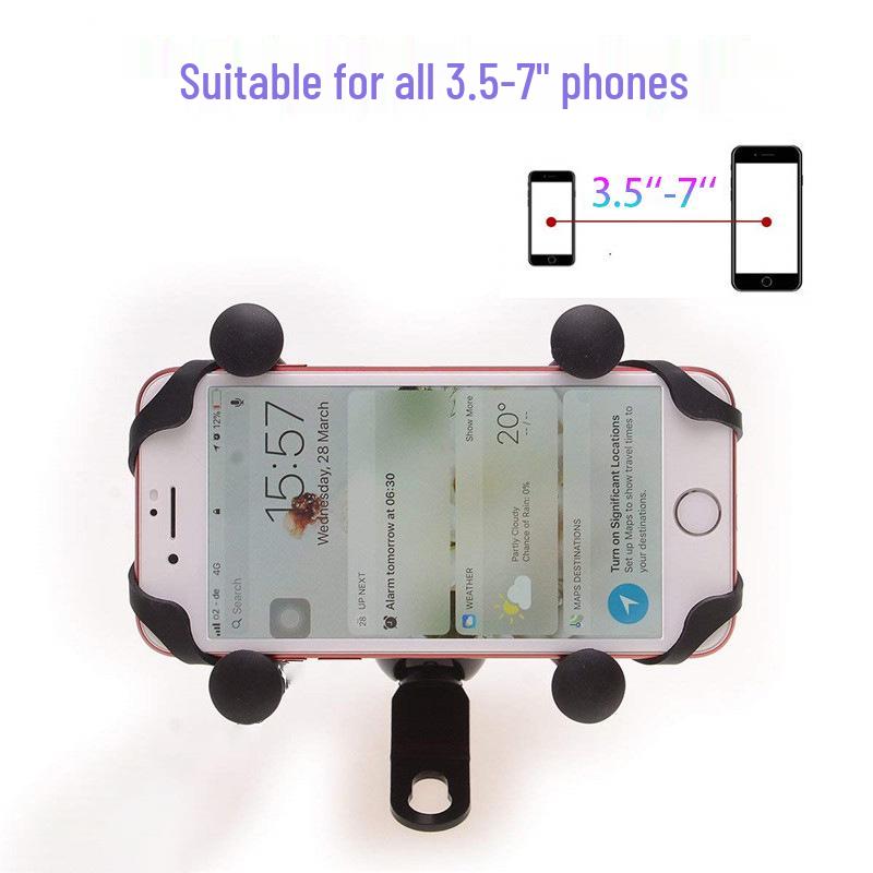 Adjustable Motorcycle Phone Holder for 3.5-7 Inch Devices with Handlebar and Mirror Mount