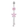 Fashion Stainless Steel Flower Zircon Tassels Belly Button Rings For Women Simple Navel Ring Sexy Body Piercing Jewelry Gifts