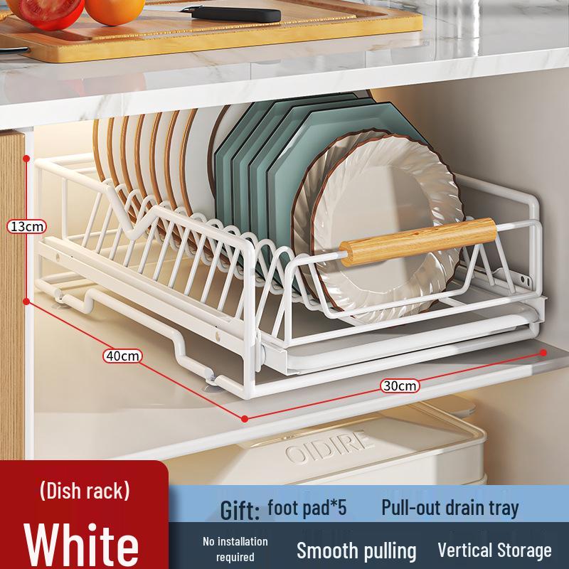 Pull-Out Under-Cabinet Dish Drying Rack and Kitchen Storage Solution