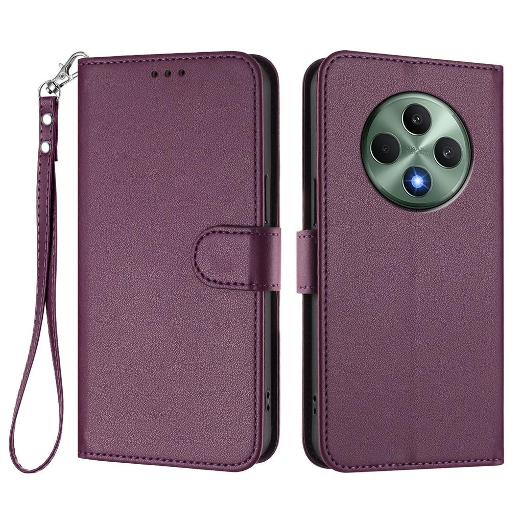 For Oppo Reno12 F 4G/Oppo Reno12 FS 5G/Oppo Reno12 F 5G Leather Case Wallet Stand Phone Cover with Wrist Strap