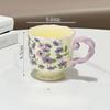 High looking Flowery and High Footed Ceramic Cup for Household Drinking Cup Pastoral Retro Couple Water Cup Office Coffee Cup