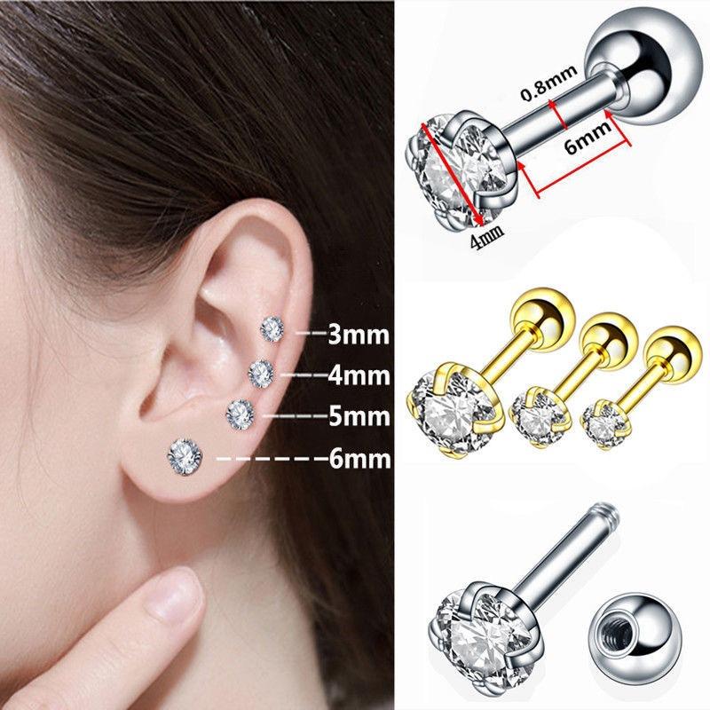 

1 пара маленьких сережек-гвоздиков унисекс из хирургической стали для козелка хряща