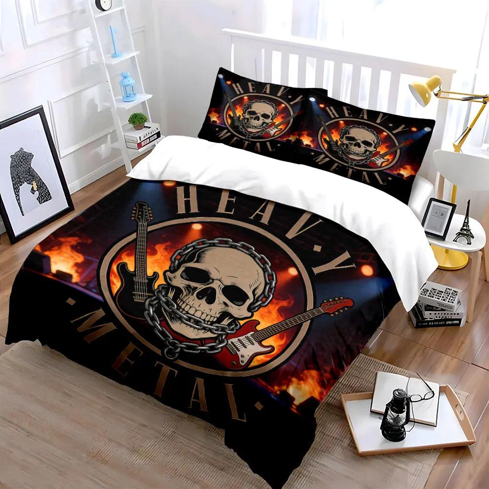 Heavy Metal Guitar Decor Set Soft Comfortable Duvet Cover Bedding Set Included 1*Duvet Cover & 2*Pillowcases gift