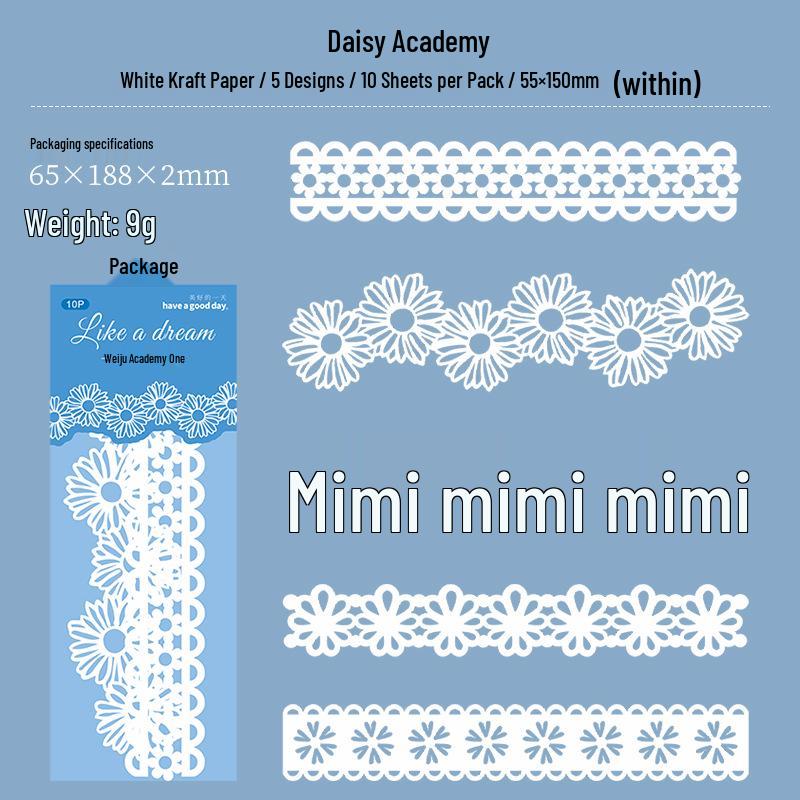 

Beautiful Day Dreamlike Series: Long Strip Hollow Lace Paper, 10 Sheets/Pack, 6 Styles Available
