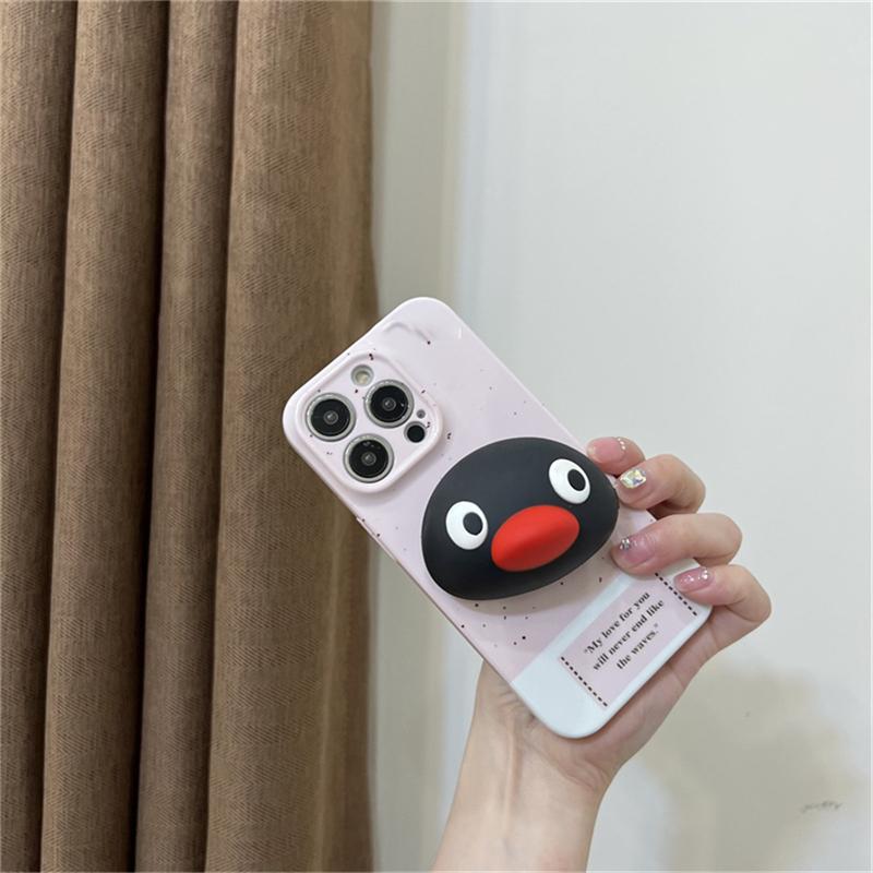 Korea Cute Cartoon Funny Penguin Lazy Griptok Bracket For iPhone 14 Pro Max Phone Holder Ring Support Stand Grip Tok Girl Gift