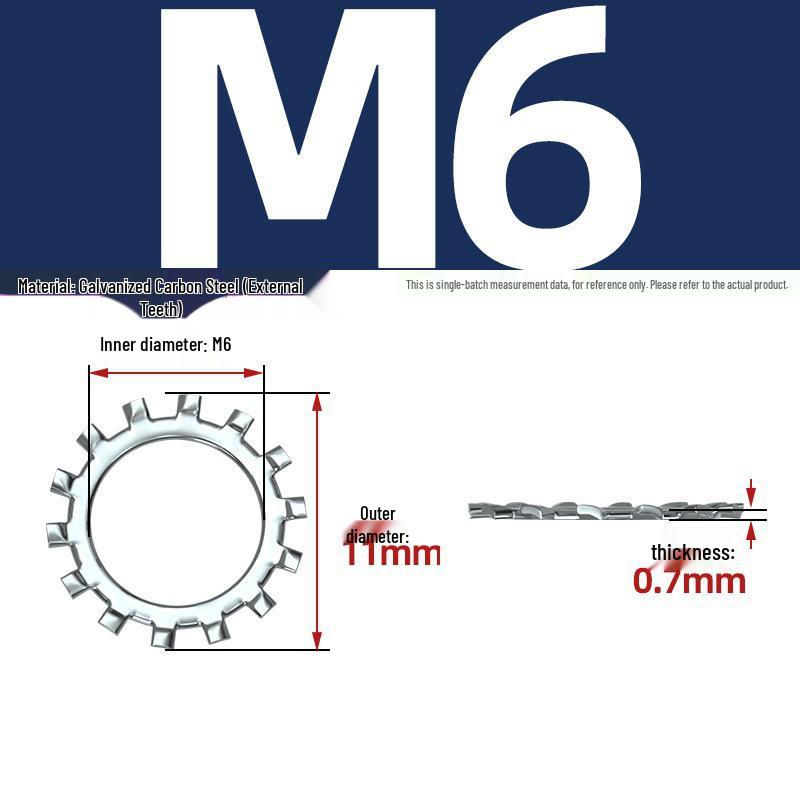 Carbon Steel Zinc-Plated Lock Washer with Inner and Outer Teeth