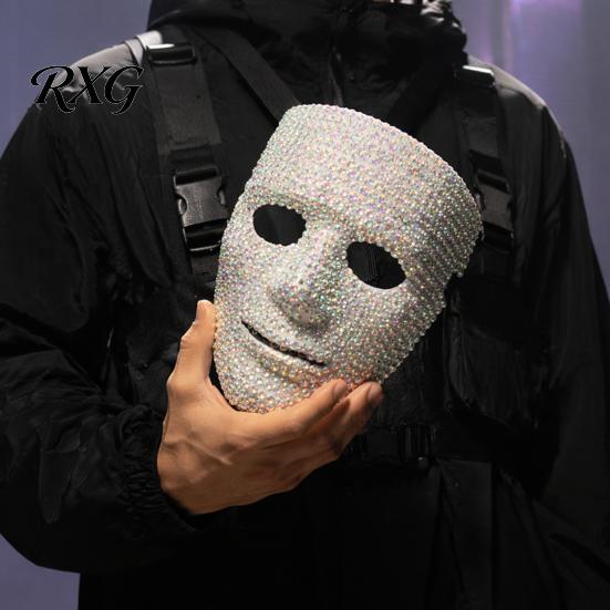 Eye-catching Festival Mask Halloween Rhinestone Full Face Mask, Sparkly Masquerade for Lightweight Dance Performance, Hip Hop Party Stage Prop