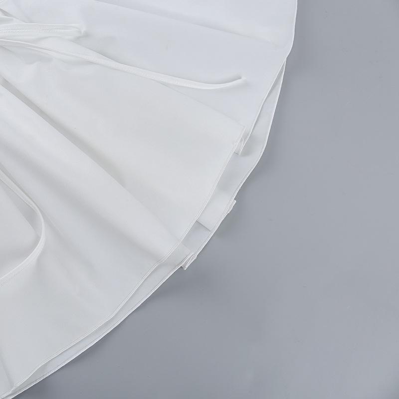 GMXIA Summer Polo Collar Puffy Sleeve Smock Top Corn-eye Webbing Slim-fit Halter Dress for Women