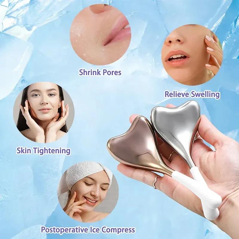 Ice Globes for Face 2PCS Luxury Rose Gold Cryo Sticks Face Roller Cold & Heat Relief Beauty Facial Massage Tools Birthday Gift