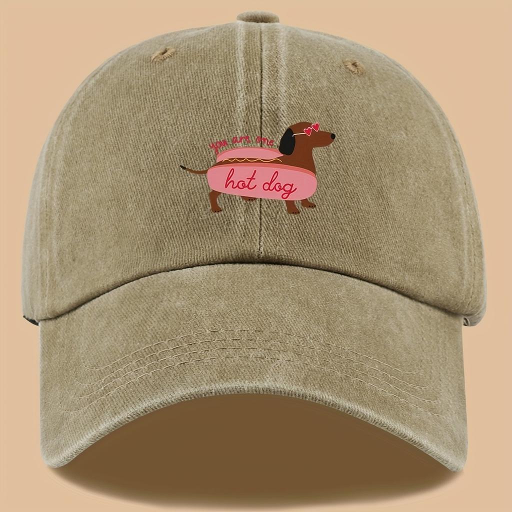 1pc Cute Dachshund Print Baseball Cap Adjustable Size Unisex Lightweight and Comfortable Stylish Cartoon Design